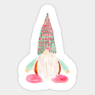 christmas gnomes watercolour painting Sticker